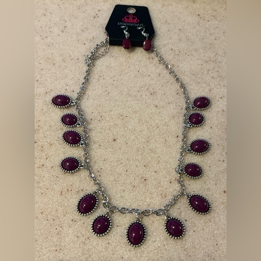 Paparazzi Silver Necklace with Purple Accents